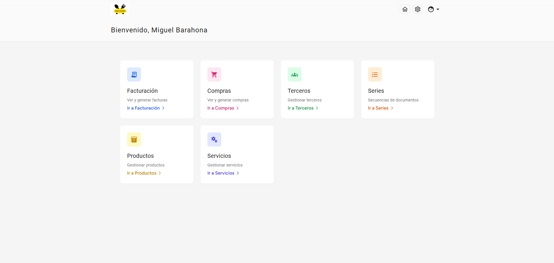 Dashboard del sistema de facturación electrónica